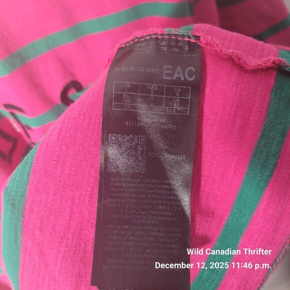 Guess L J Balvin Collab Pink Green Stripe Tee Yellow Collar Logo Shirt - Picture 4 of 7